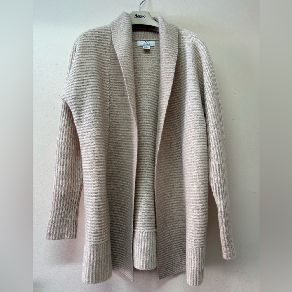 Magaschoni Cashmere Ribbed Cream Cardigan Women's size M